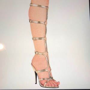 Gold Hight Heel Sandal Pump Sexy Greek Goddess